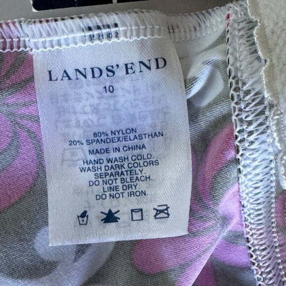 Lands End Floral Deco Tankini Top 10 Azalea Pink White Swirl Print Removable Cup - Picture 4 of 16